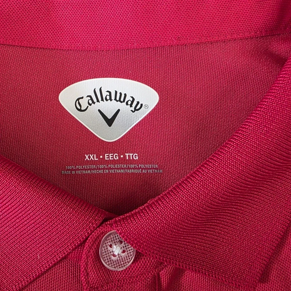CALLAWAY Men's Golf Polo Shirt Size 2XL‎ Red / White Stripe Chest Short Sleeve